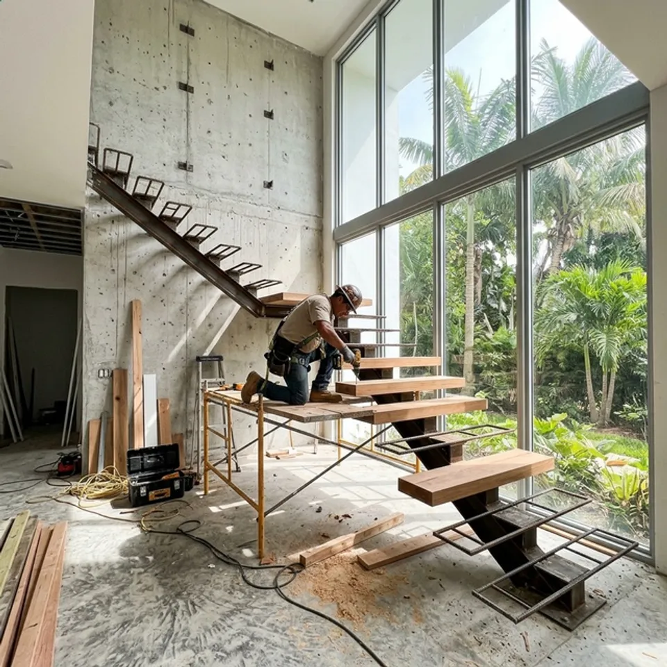 Luxury floating staircase installation in Miami